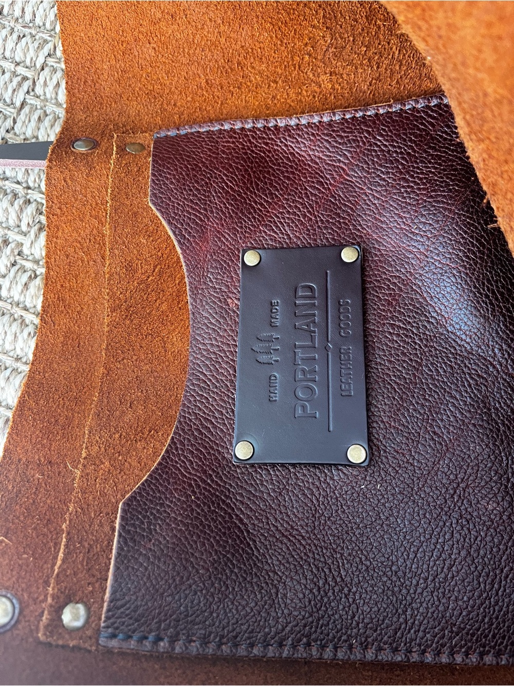 Portland Leather Deep Nutmeg Brown Leather Tote Oversized - Picture 4 of 8